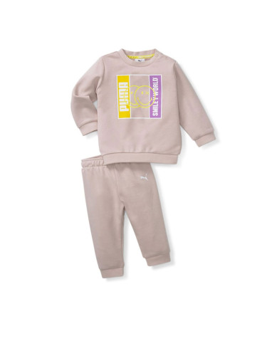 PUMA x Smiley World Minicat Crew Jogger Set Pink