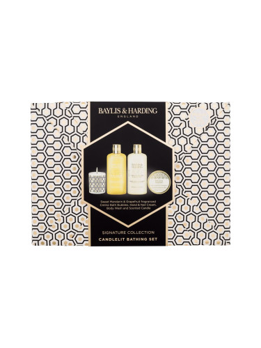 Baylis & Harding Sweet Mandarin & Grapefruit Signature Collection Candlelit Bathing Set Подаръчен комплект душ гел 300 ml + пяна за вана 300 ml + ароматна свещ 60 g + крем за ръце и нокти 50 ml