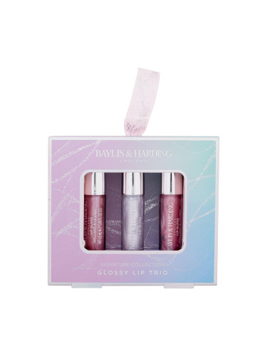 Baylis & Harding Jojoba, Vanilla & Almond Oil Signature Collection Glossy Lip Trio Подаръчен комплект Гланц за устни 3 x 2,5 ml