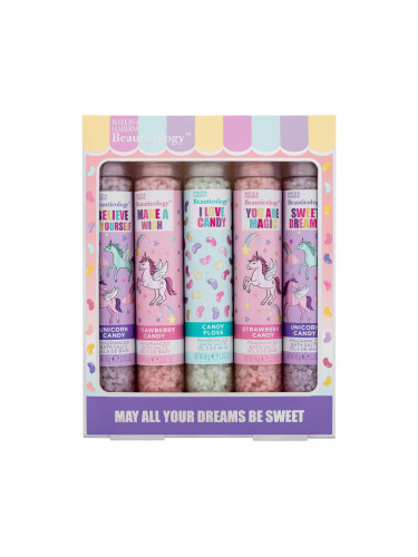 Baylis & Harding Beauticology May All Your Dreams Be Sweet Подаръчен комплект Сол за вана Unicorn Candy 2 x 65 g + сол за вана Strawberry Candy 2 x 65 g + сол за вана Candy Floss 65 g