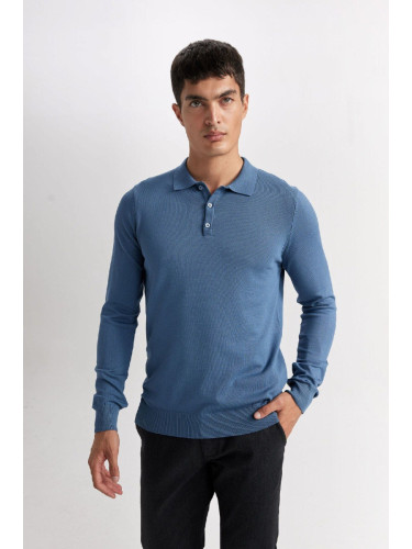 DEFACTO Standard Fit Regular Cut Polo Collar Soft Textured Premium Knitwear Sweater