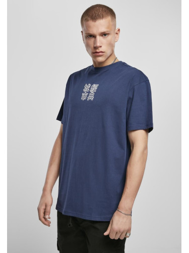 Navy blue/white T-shirt with Chinese symbols