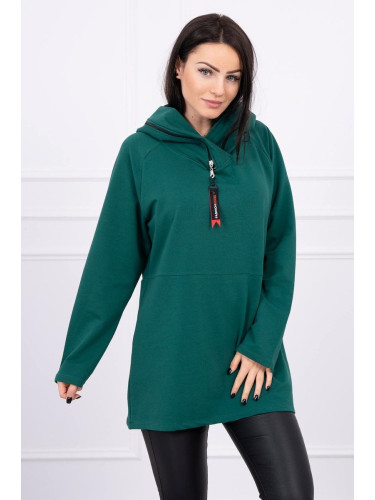 Tunic with zipper on hood Oversize green