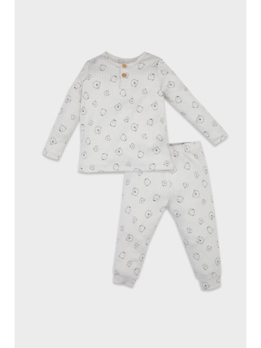 DEFACTO Baby Boy Teddy Bear Patterned Long Sleeve Ribbed Camisole Pajama Set