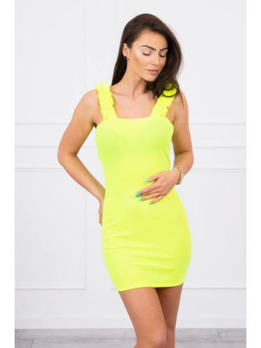 Dress with ruffles on straps yellow neon