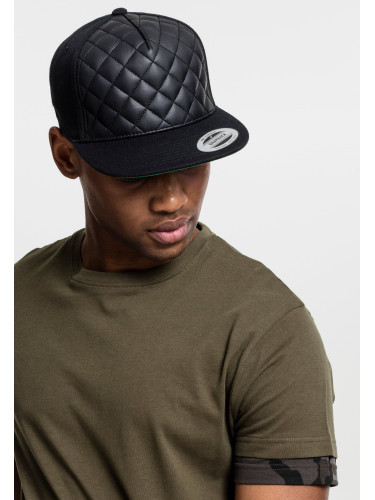 Diamond Quilted Snapback Black