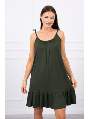 Dress with thin straps khaki