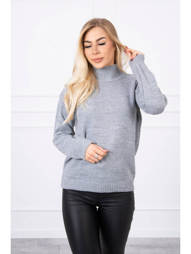 Gray sweater with high neckline