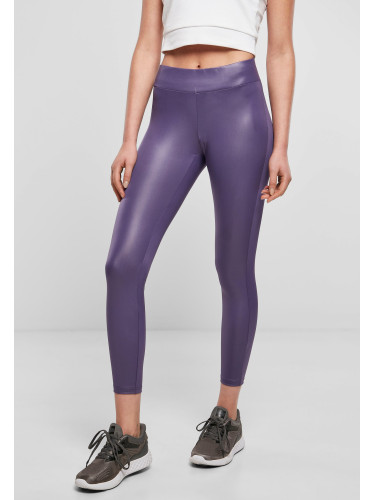 Women's leggings made of dark purple synthetic leather