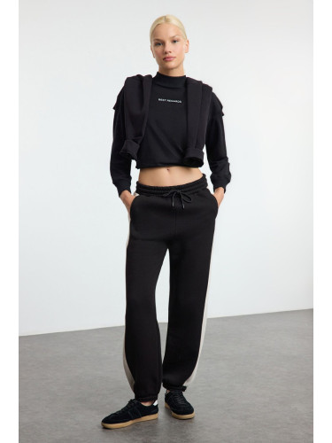 Trendyol Black Color Block Elasticized Knitted Sweatpants