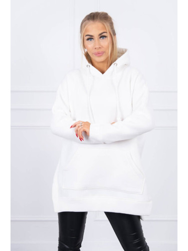 Insulated sweatshirt with slits on the sides ecru