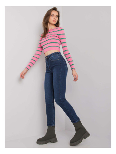 Navy blue straight jeans for women