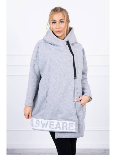 Insulated sweatshirt with zipper in gray color