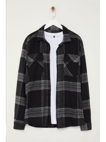 Trendyol Black Plaid Lumberjack Winter Plus Size Shirt