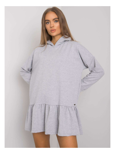 Grey cotton dress with a hood, melange