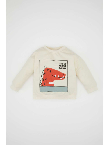 DEFACTO Baby Boy Regular Fit Crew Neck Dinosaur Printed Sweatshirt