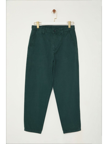 Trendyol Green Balloon Fit Cotton Gabardine Woven Trousers