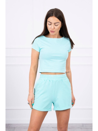 Cotton set with mint shorts