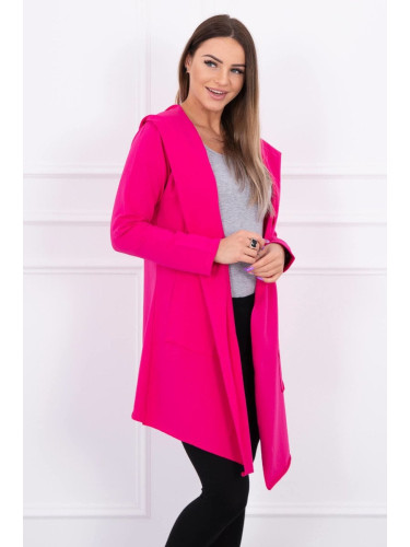 Cape with loose hood in fuchsia color