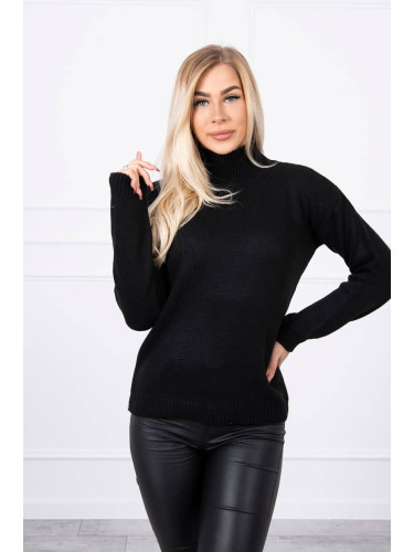 Black sweater with high neckline