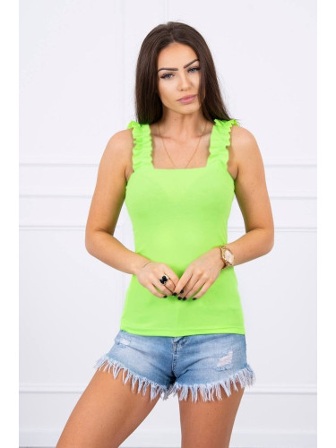 Blouse with frills on straps green neon