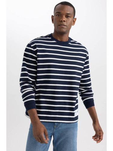 DEFACTO Comfort Fit Crew Neck Striped Sweatshirt