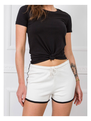 Ecru-black cotton shorts