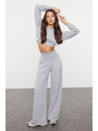 Trendyol Grey Slim Extra High Waist Wide Leg/Wide Cut Trousers