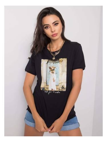 Women's black t-shirt with print