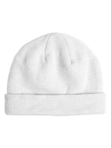 Short knit beanie white