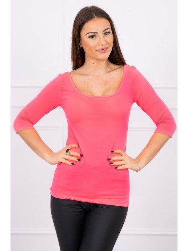 Pink neon blouse with round neckline