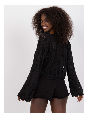 Black lace-up sweater with openwork pattern RUE PARIS