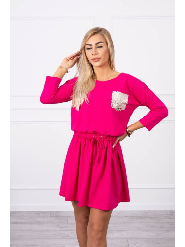 Dress with sequin pocket fuchsia