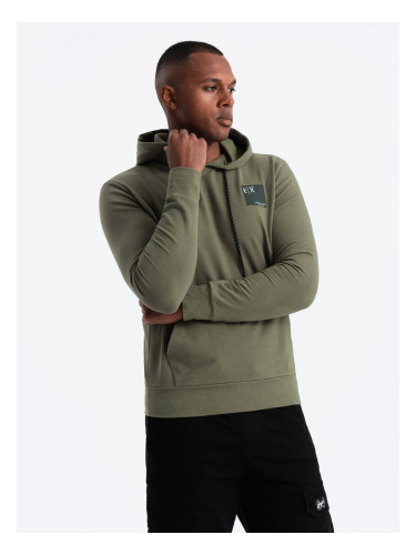 Ombre Men's kangaroo hoodie with logo - olive