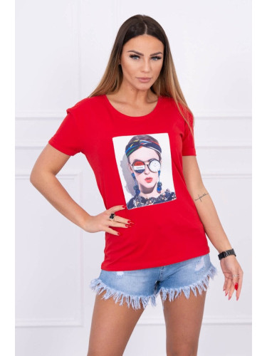 Women's graphic blouse red