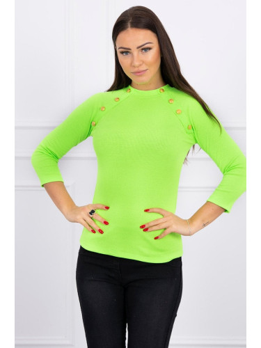 Blouse with decorative buttons green neon