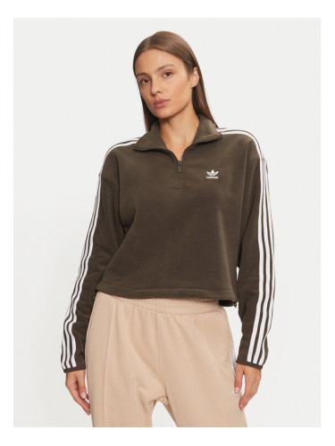 adidas Полар Polar Fleece 1/2 Zip IW3164 Зелен Loose Fit