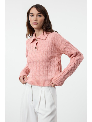 Trendyol Salmon Soft Textured Glittery Knitted Sweater