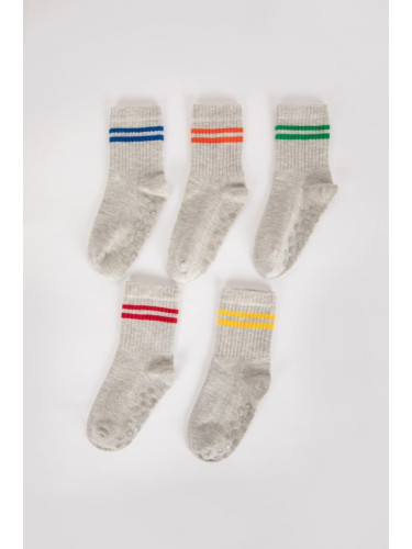 DEFACTO Baby Boy Non-Slip Sole 5-Pack Cotton Long Socks