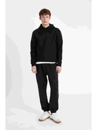 DEFACTO Men's Black Regular Fit Regular Cut Zipper Pocket Elastic Leg Sweatpants