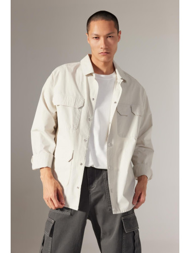 DEFACTO Oversize Fit Cotton Long Sleeve Shirt Jacket