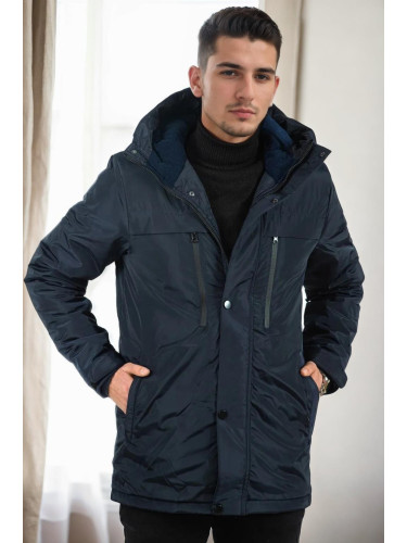 95968 Dewberry Hooded Coat Parka with Fleece Inside-NAVY