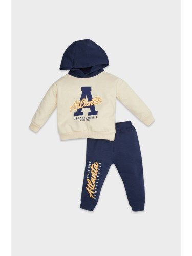 DEFACTO Baby Boy Printed Hooded Sweatshirt Elastic Waist Jogger Tracksuit Bottoms 2-Piece Set