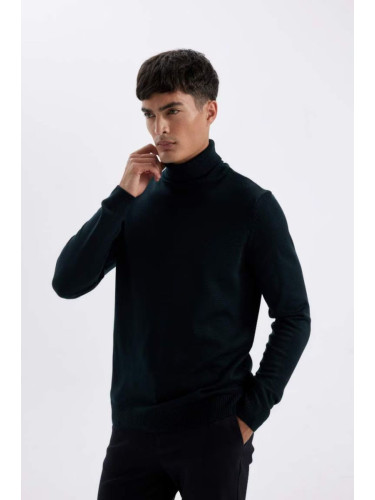 DEFACTO Slim Fit Turtleneck Sweater D.GREEN