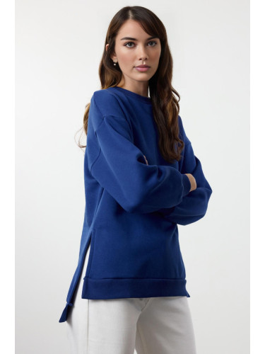 Trendyol Saks Oversize/Wide Fit Slit Detailed Thick Inside Fleece Knitted Sweatshirt