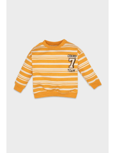 DEFACTO Baby Boy Orange Regular Fit Crew Neck Striped Soft Furry Thin Sweatshirt