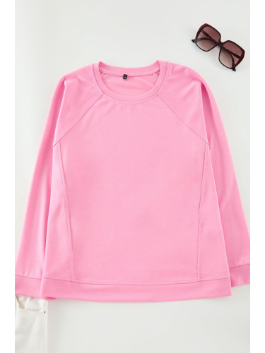 Trendyol Curve Pink Stitching Detailed Cotton Regular Fit Sweatshirt