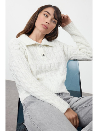 Trendyol Bone Soft Textured Glittery Knitted Sweater