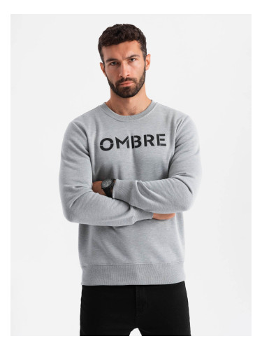 Ombre Classic men's sweatshirt with inscription - gray melange