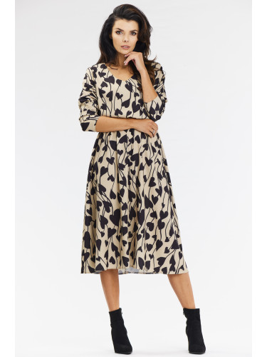 Awama Woman's Dress A666 Beige/Black